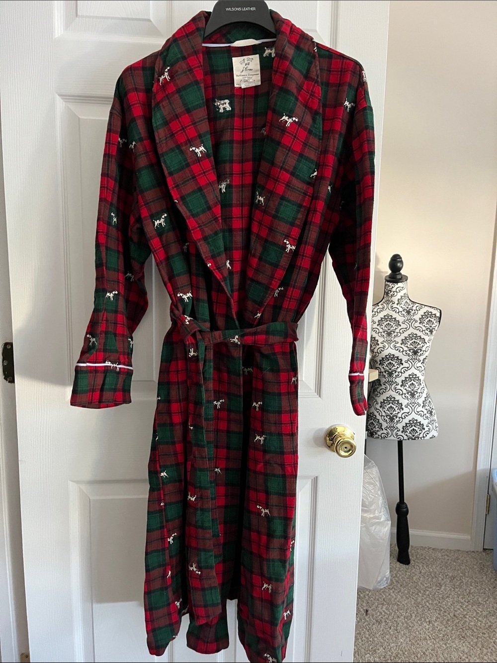 Vintage - J. Crew Flannel Robe with Jack Russel Print